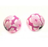 Zdjęcie - Koraliki fimo kulka różowa 18mm